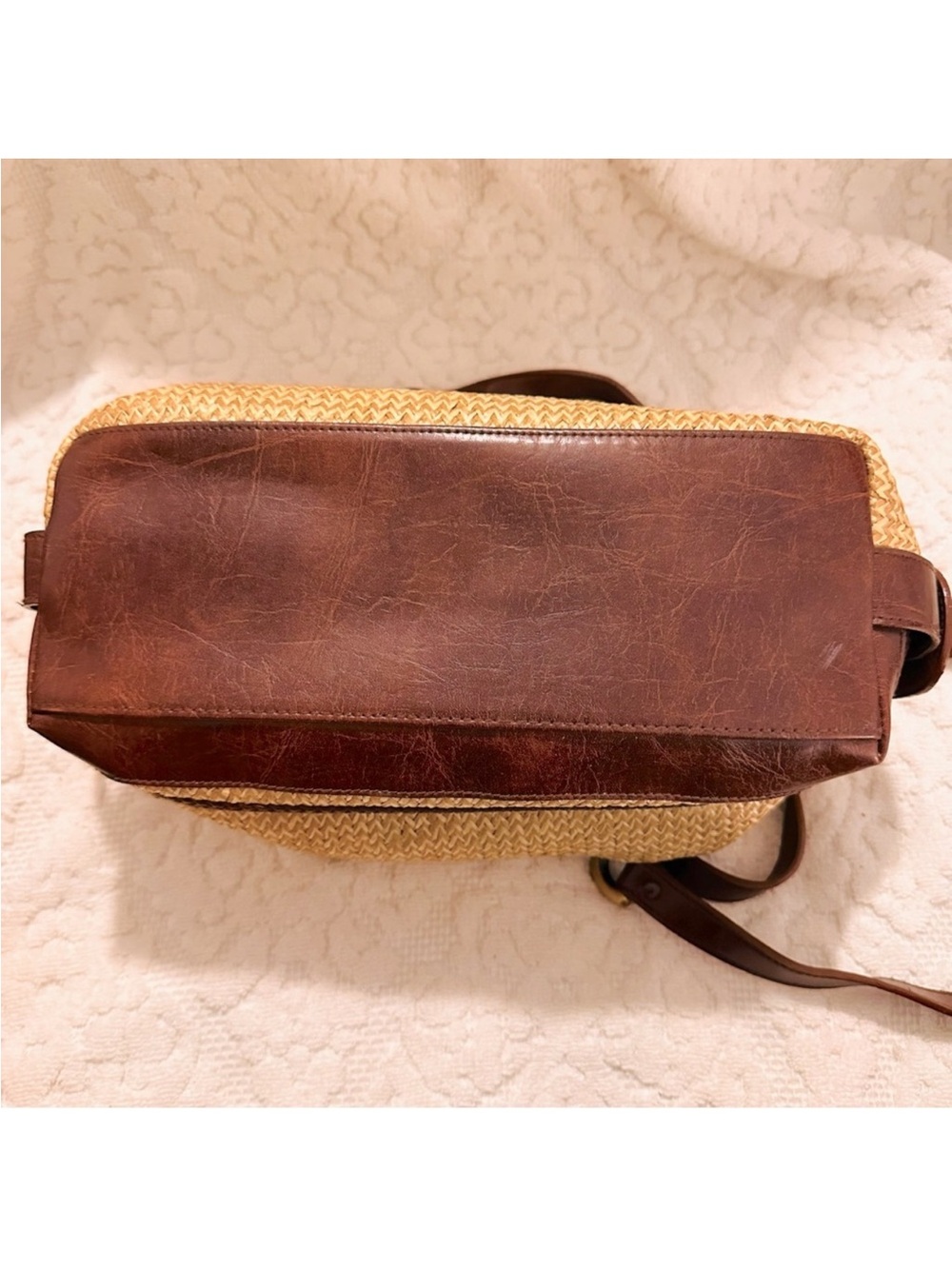Vintage | Bag | Leather & Straw Shoulder Bag - Picture 6 of 13